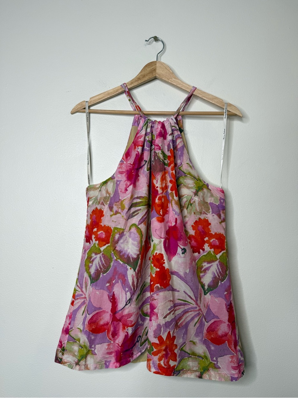Tommy Bahama Silk Cotton Blend Resort Tropical Floral Halter Tank size medium